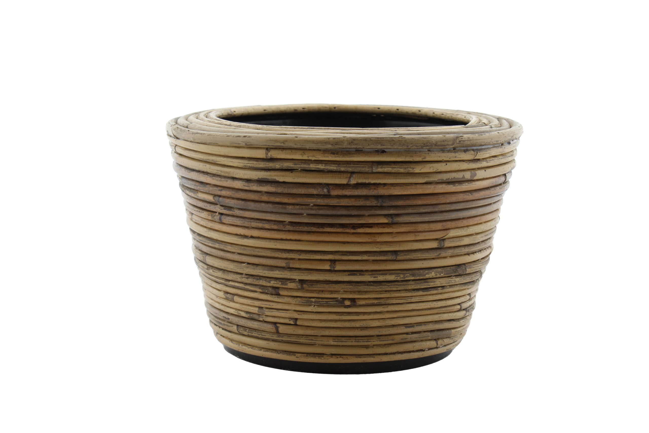 Drypot rotan streep d27h20cm grijs