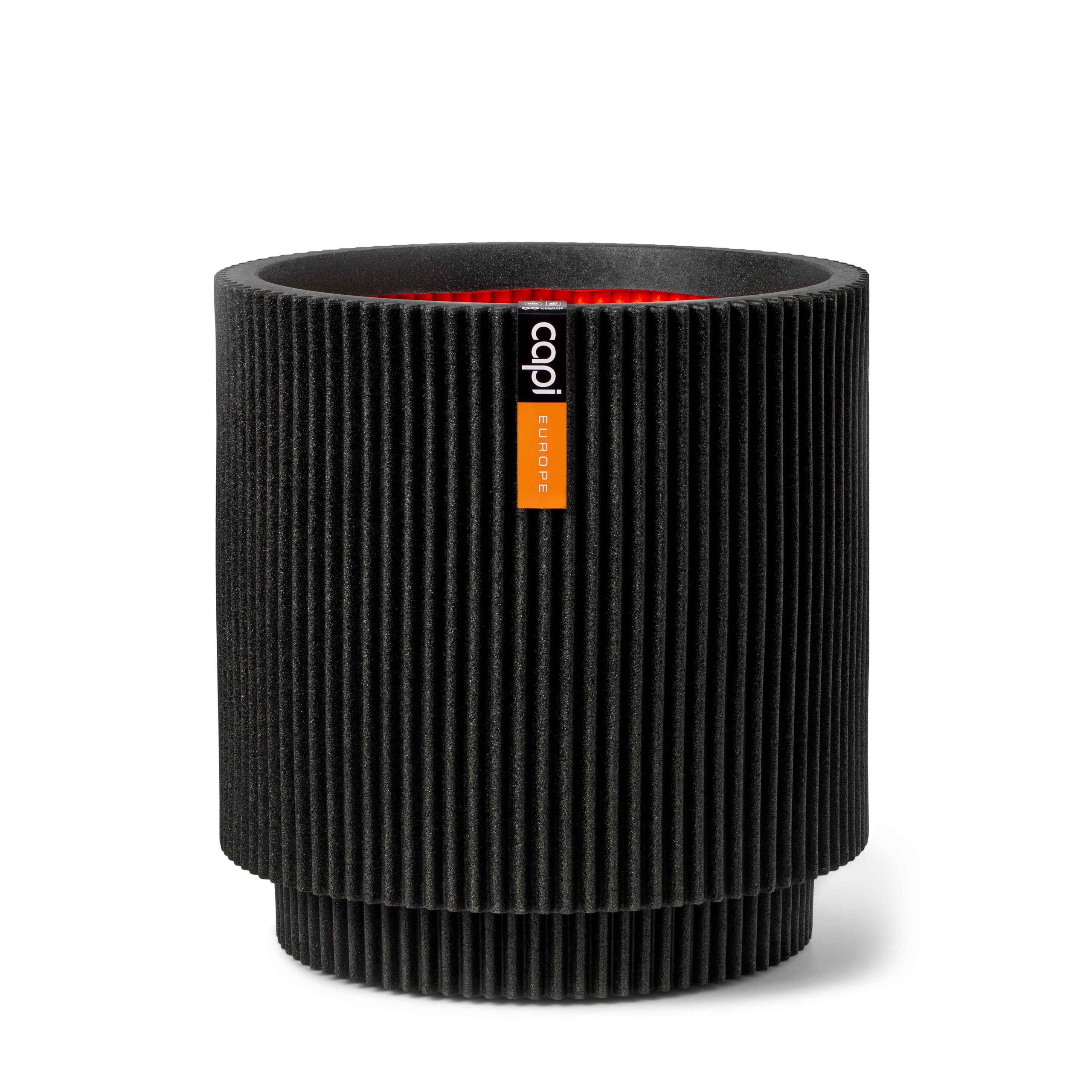 Vaas cilinder groove d44h46 zwart