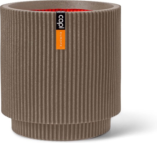 Vaas cilinder groove d36h38 taupe