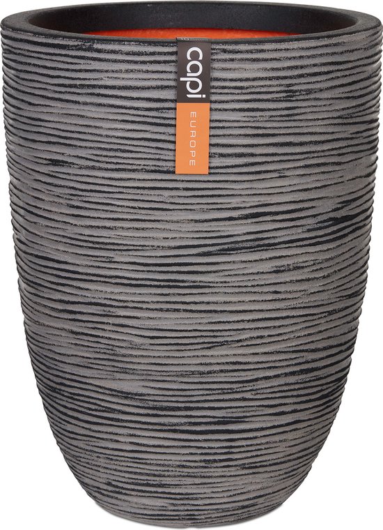 Vaas elegant rib d46h58cm antraciet