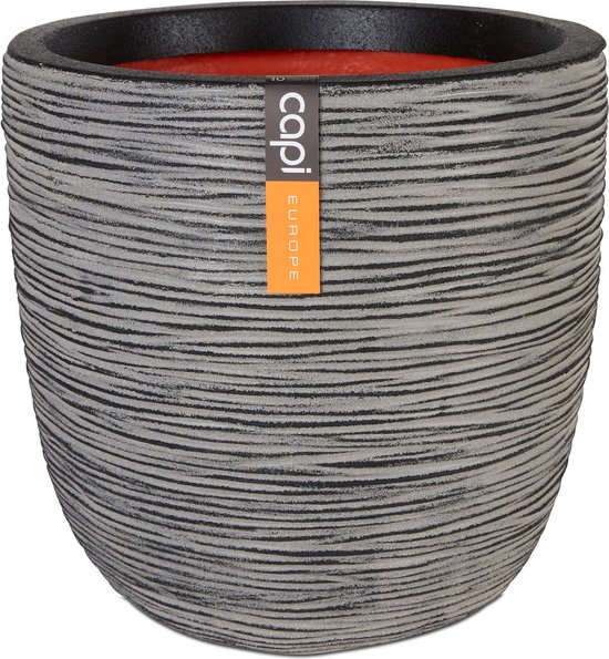 Pot bol rib d54h52cm antraciet